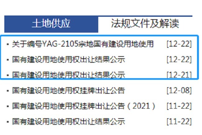 ysgp|12月21日—22日，运城市区共6宗土地出让结果公示