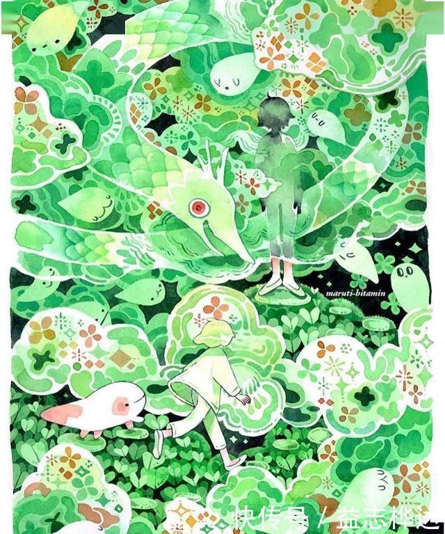 插画$哇马克笔画出水彩般效果,装饰感太强了,简单又漂亮,收藏