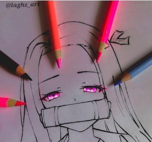 绘制|手绘版《鬼灭之刃》眼睛,简单工具绘制出画面,光效太绝美了