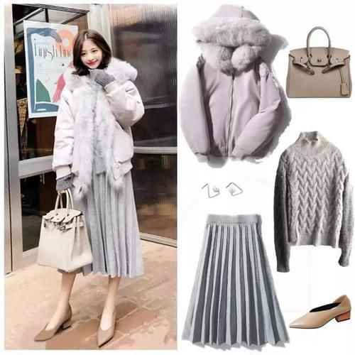 短外套+裙子，时尚大方又保暖，还很显高呢