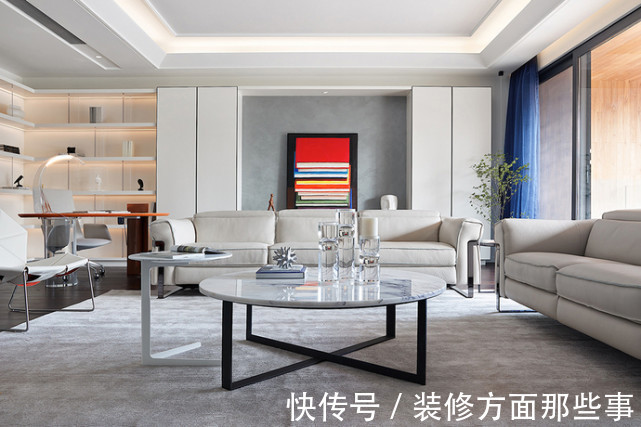 二居室|85平现代风二居室,黑白视线缀上明亮色块,呈现艺术空间内涵