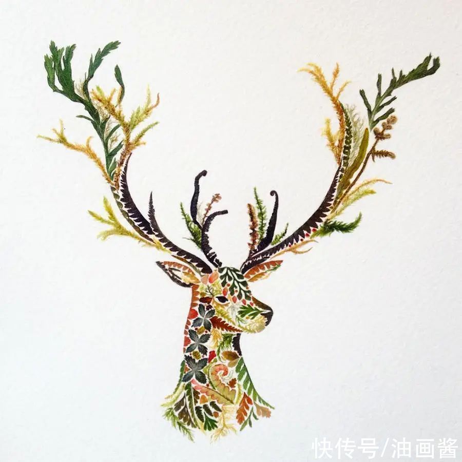 艺术作品&她画画的材料是花瓣,工具是把刀,直接用刀刻出画