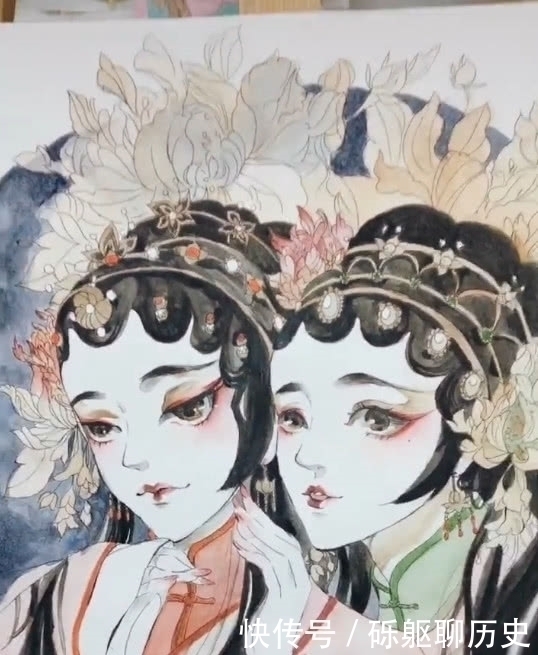 受追捧#美术生水彩戏风女子,线条柔美受追捧,网友:宛如仙女下凡