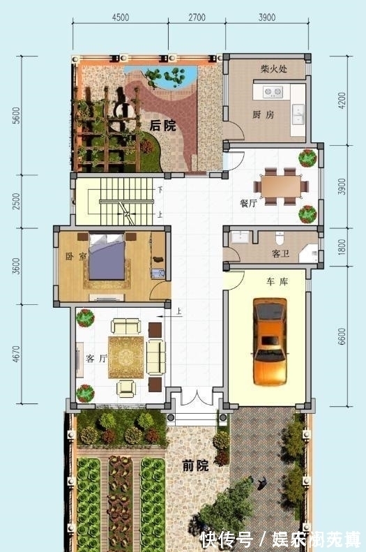 建房子|面宽11米, 进深16.5米的农村三层别墅, 前后有花院还带车库, 完美!