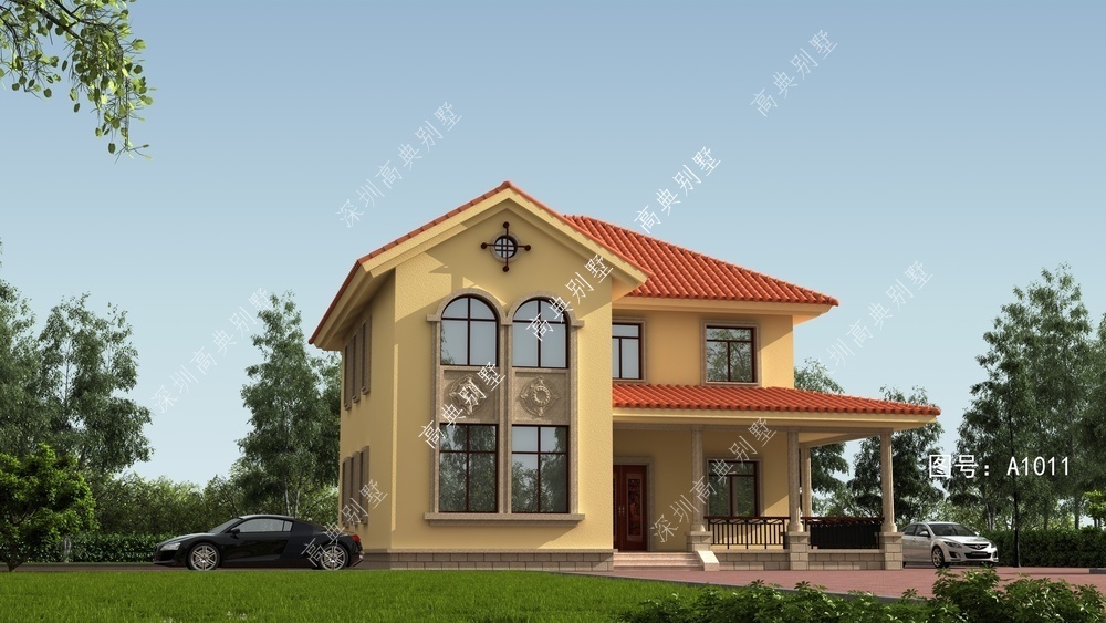 两层|这款欧式两层别墅,采用红色坡屋顶,象征着日子红红火火。