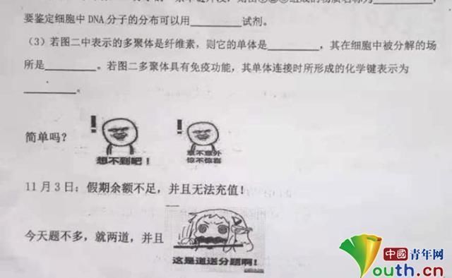 高中|高中现“表情包试卷”，老师希望激发学生学习兴趣