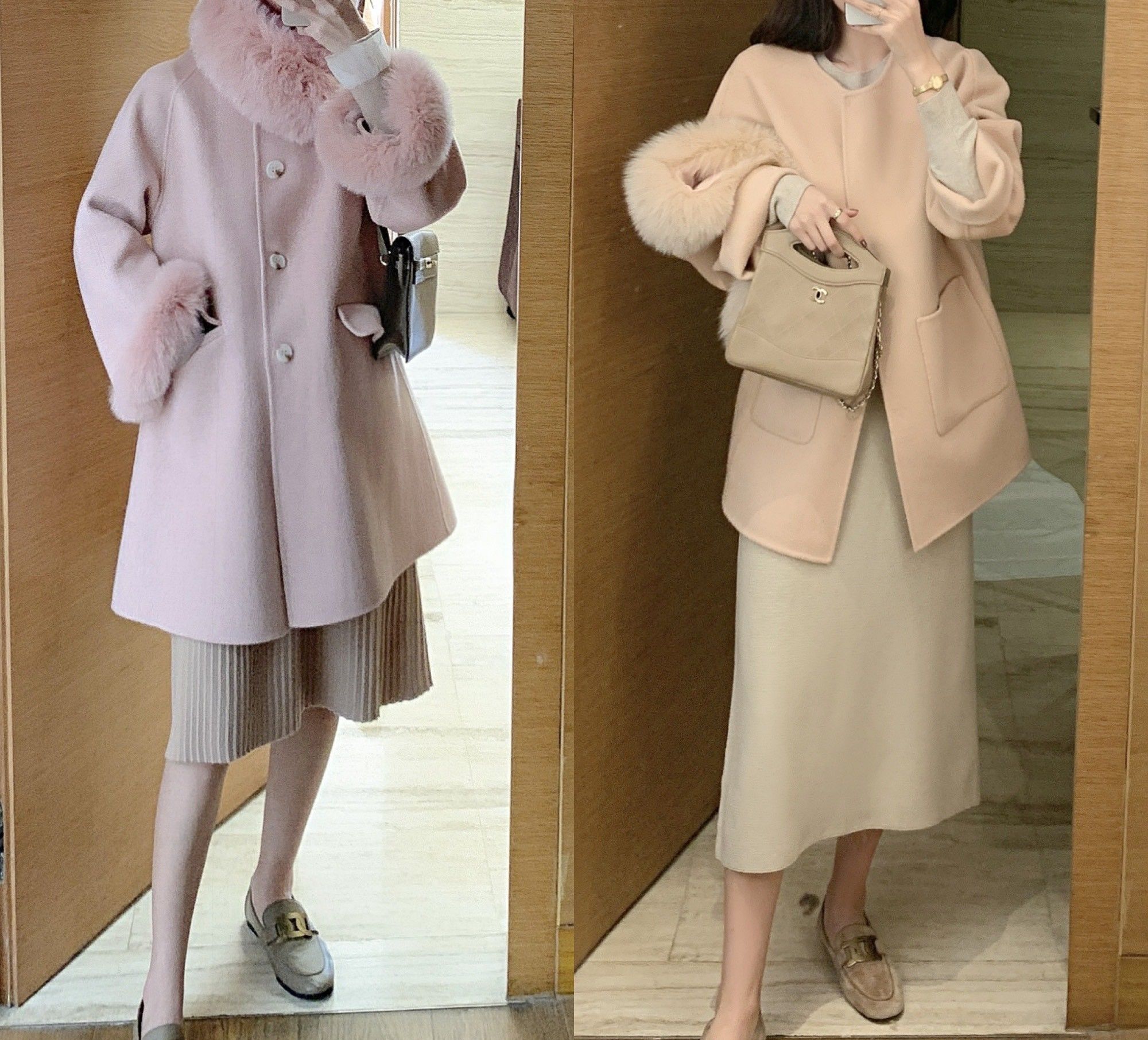 漂亮的女人都在穿呢大衣，粉色呢大衣减龄甜美，值得体验