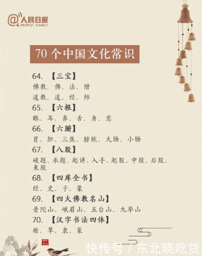 文化|看看70个中国文化常识,你知道几个呢?