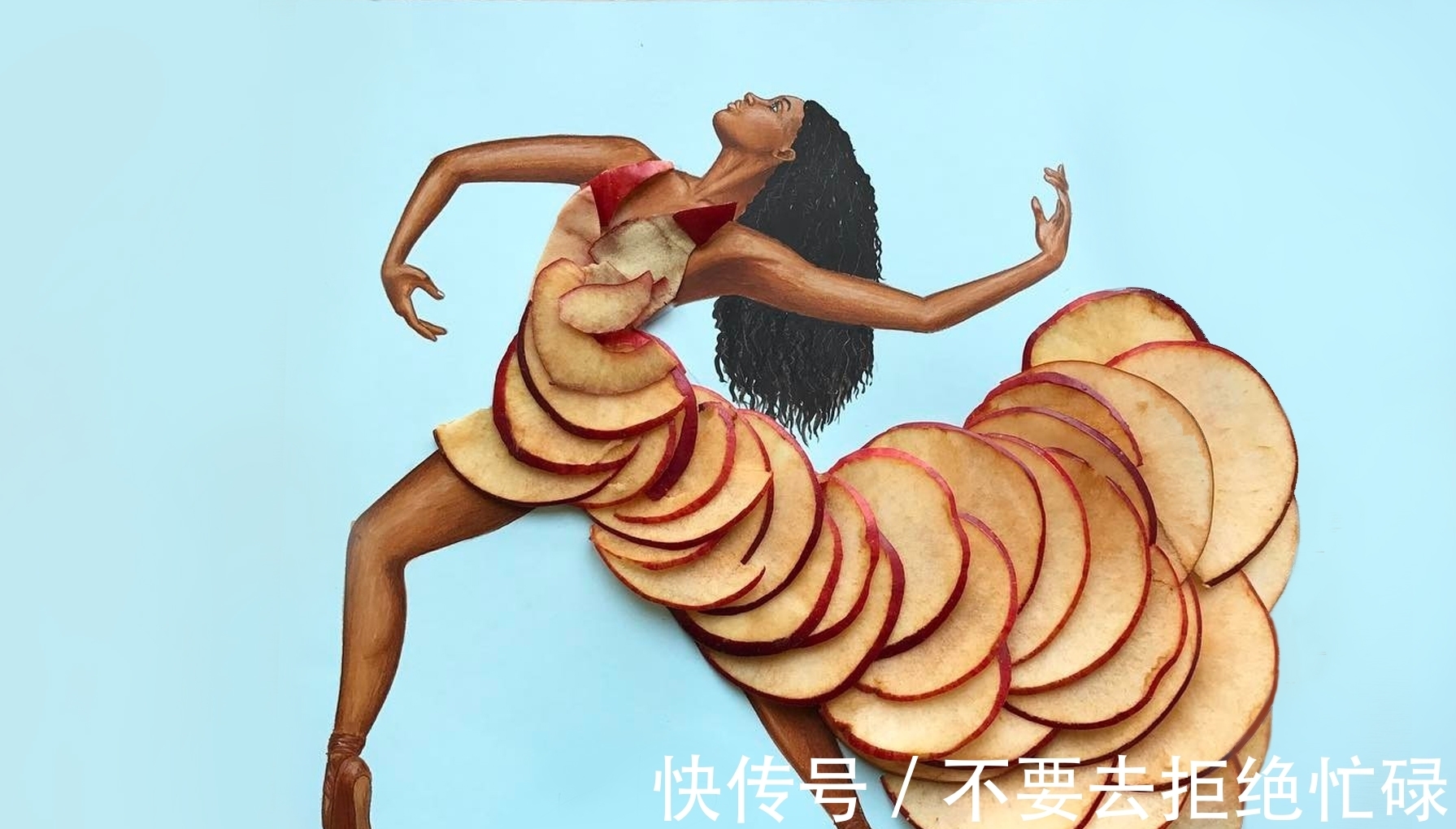 shamekh#这个插画师有点“懒”,他画画只画一半,其余都是用水果来替代