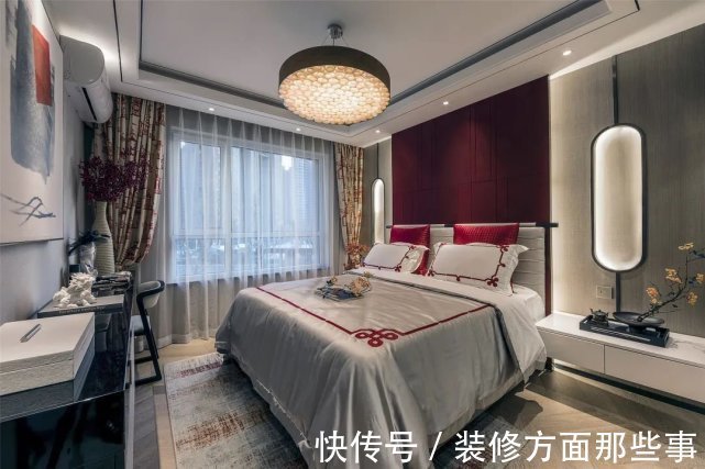 装饰|125㎡现代中式,稳重空间一抹红,点亮空间端庄感!