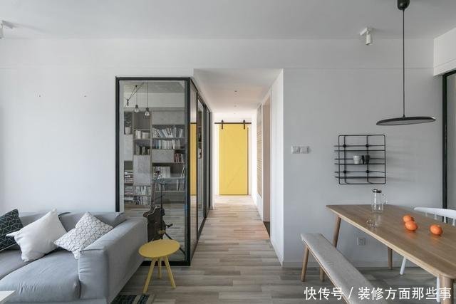 现代风|94平现代风三居室,拆了沙发墙做了一个玻璃书房