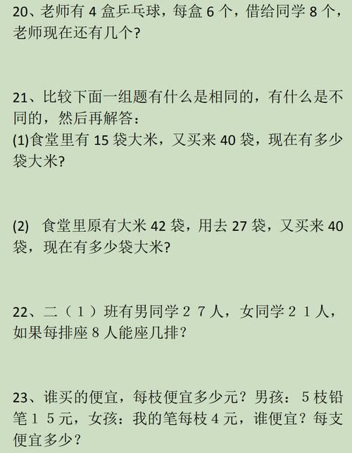 集锦|小学二年级数学上册应用题与思维训练集锦500题，收藏好