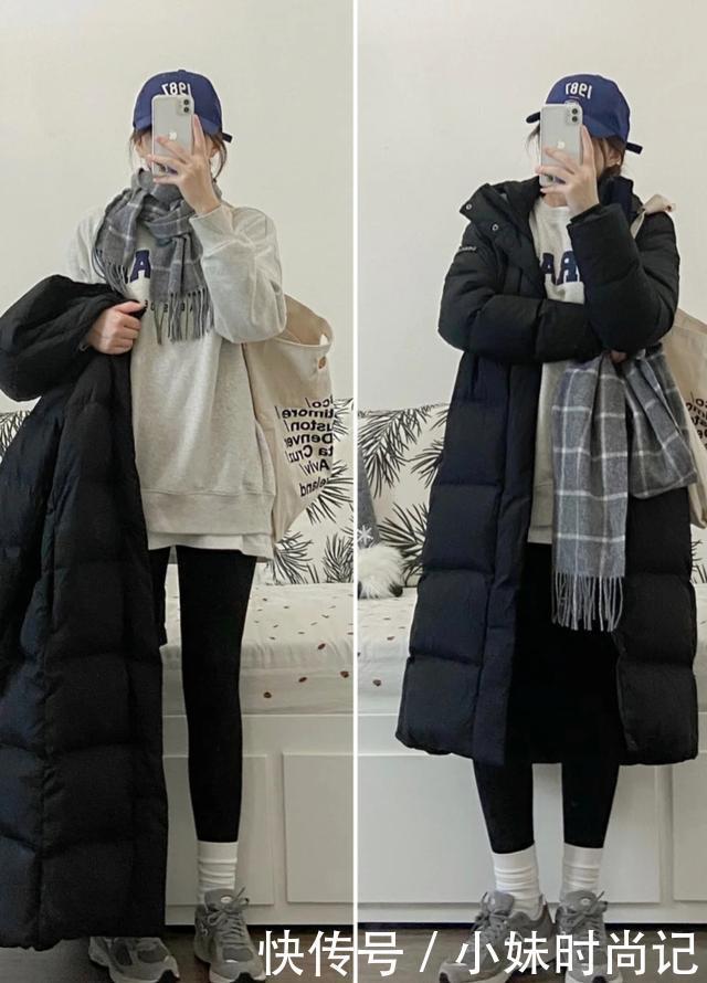 羽绒服|黑色长款羽绒服关键在搭配，不懂这4种减龄穿法，难怪不好看
