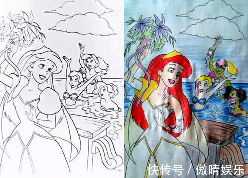 爱丽儿|家长霸占儿童填色画本,迪士尼角色全员黑化,童年回忆破碎