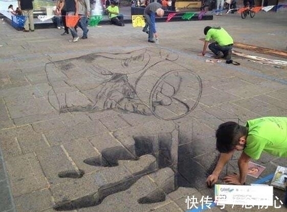 画画&用粉笔在地上画画,涂上颜色,路人都不相信自己的眼睛