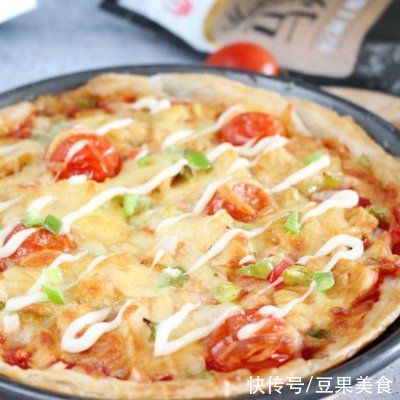 披萨|#安佳马苏里拉芝士挑战赛#「薄底鸡肉披萨」快手版