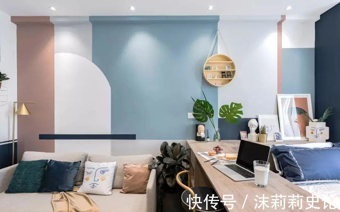 中性色|原来墙面现在流行几何拼色装，层次感明显，也增添了趣味性！