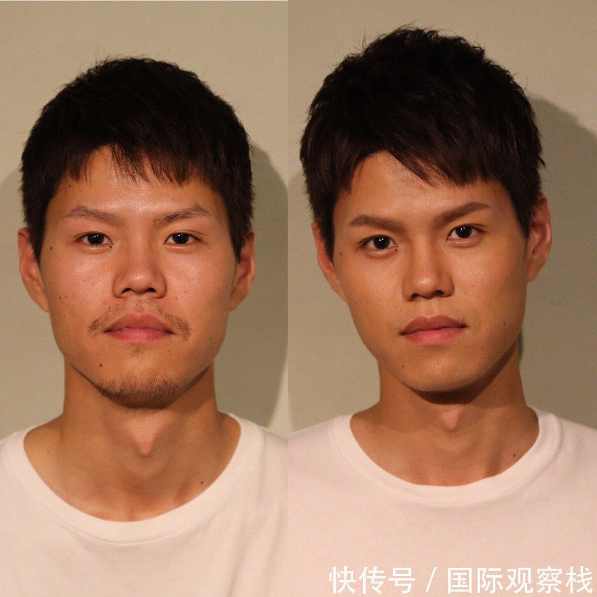 before日本小哥3年苦练化妆,效果惊艳如整容:男人不化妆很吃亏