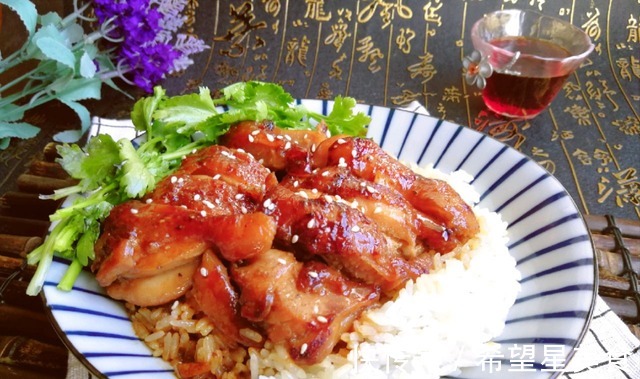 照烧鸡腿饭,家常做法很简单,味道好吃颜值高!