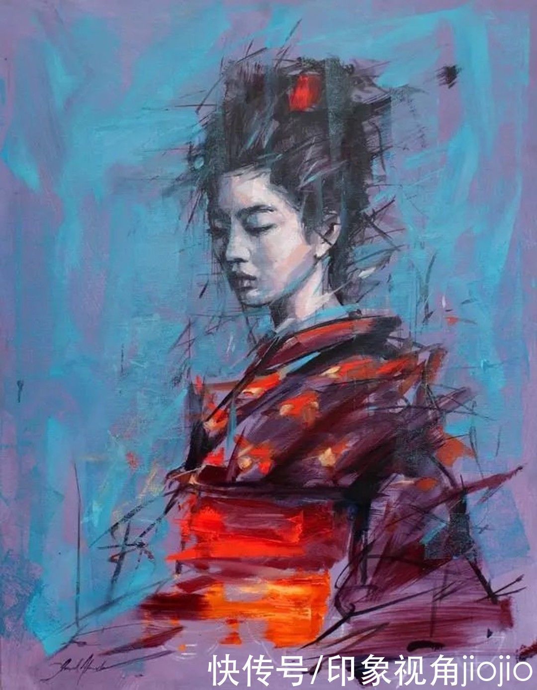 油画!个性人物油画:高调的用色,极度对比的视觉冲击