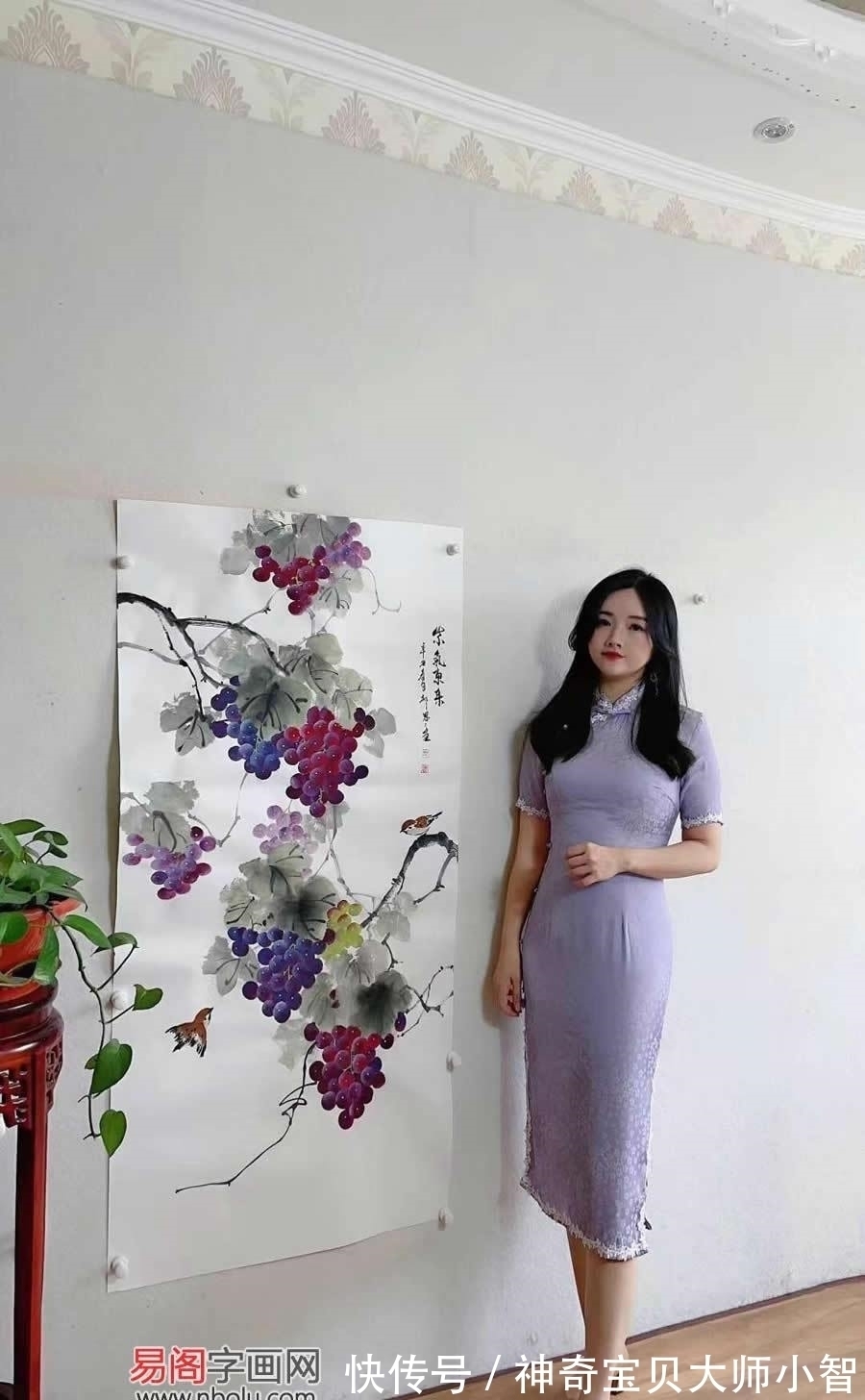 花鸟画家&郝思思:妙笔神韵,刻画入微,传承经典的美女花鸟画家