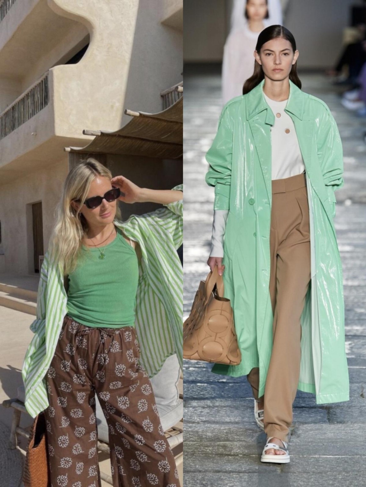 包包 谁说圣诞只能穿红色? 圣诞树的颜色见过没? 绿+棕的搭配也超时髦