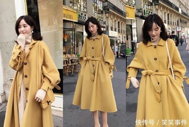 显白|今年流行的黄色大衣,不挑肤色,搭配对了又美又显白!