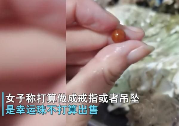 海螺|赚大了！女子吃海螺吃出稀世珍宝