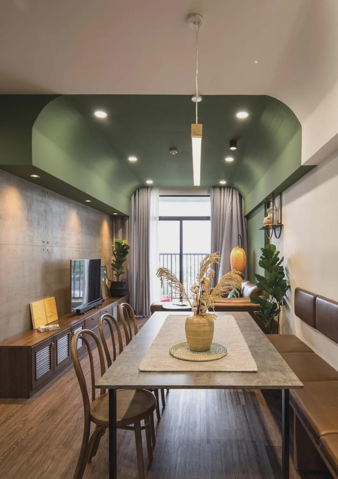 复古绿|78㎡装出2卧室+书房+衣帽间，并用复古绿填满，小户型值得借鉴