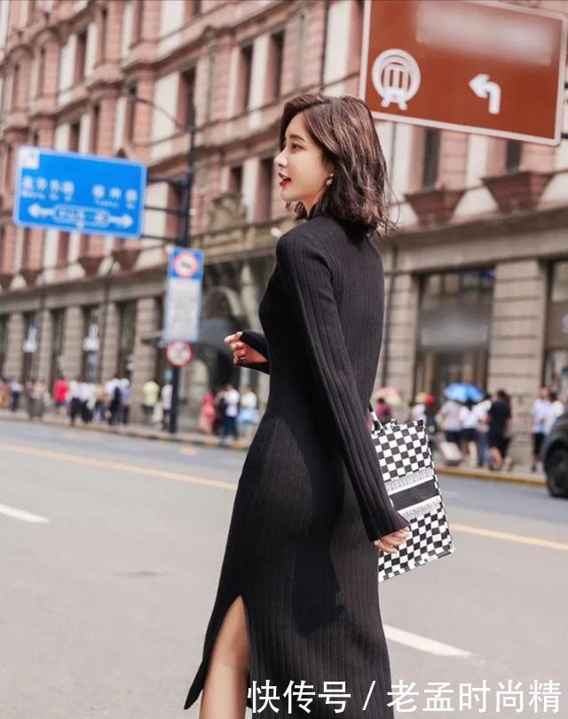 谁说半身裙显腿短? 试试开衩裙, 冬天也可以打造大长腿