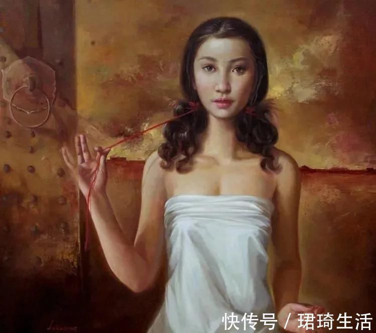 油画作品!她画出有东方的女韵味子,画面有令人惊艳的幻觉