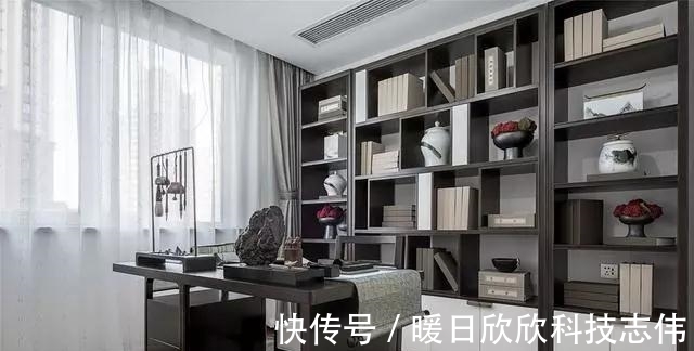现代家具|180㎡新中式新房,爸妈一眼就爱上了书房,端庄沉稳,确实有眼光