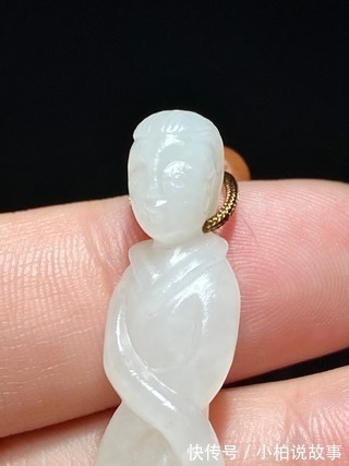 挂件!明以前 熟坑 和田玉籽料 羊脂白玉 玉人 挂件