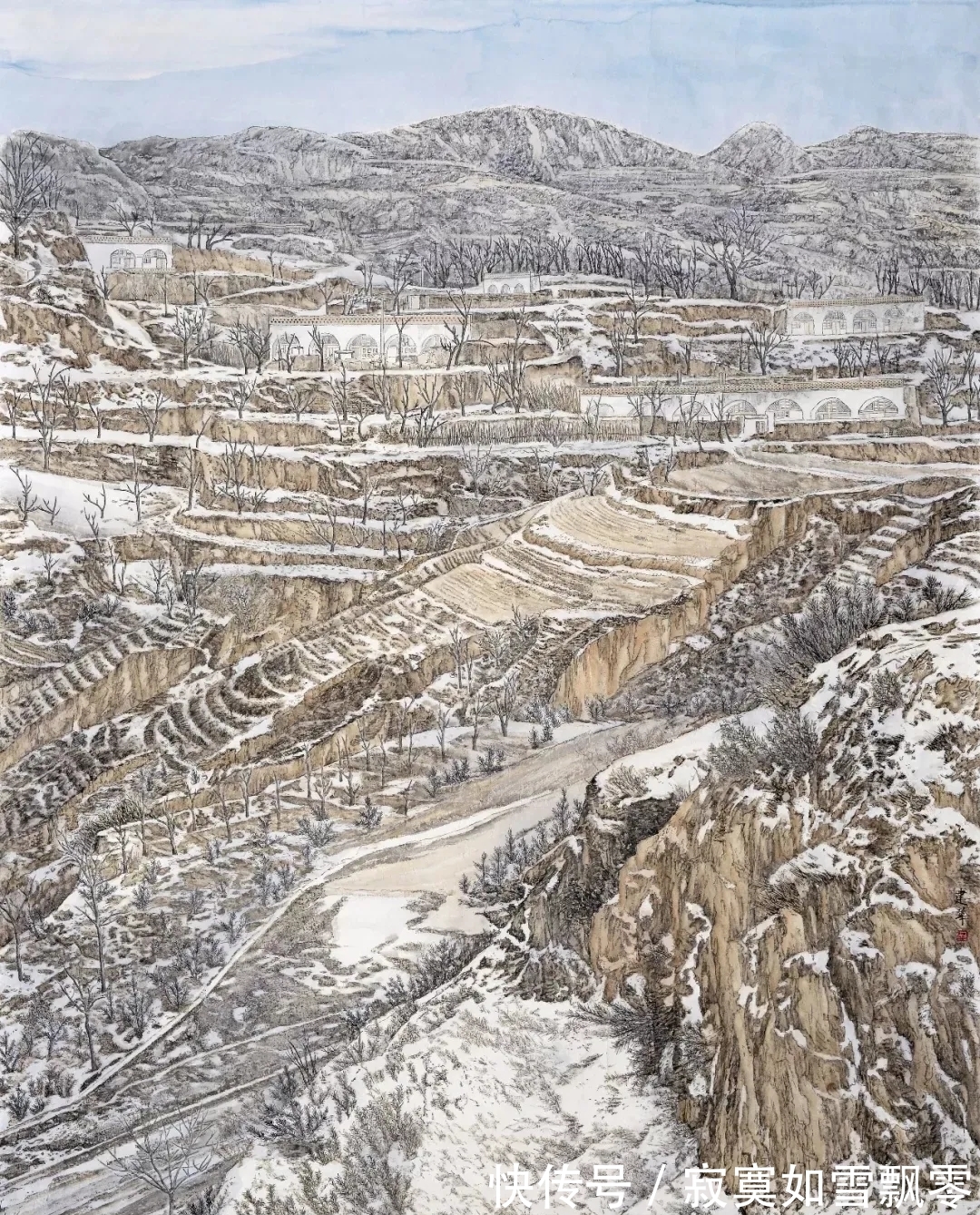 于建华&一个江南女子的山水画,全是北方的山北方的水,气势不凡!