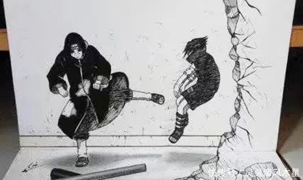 鳴人大|火影大神用鉛筆畫3D特效,鳴人大戰斑帥出天際