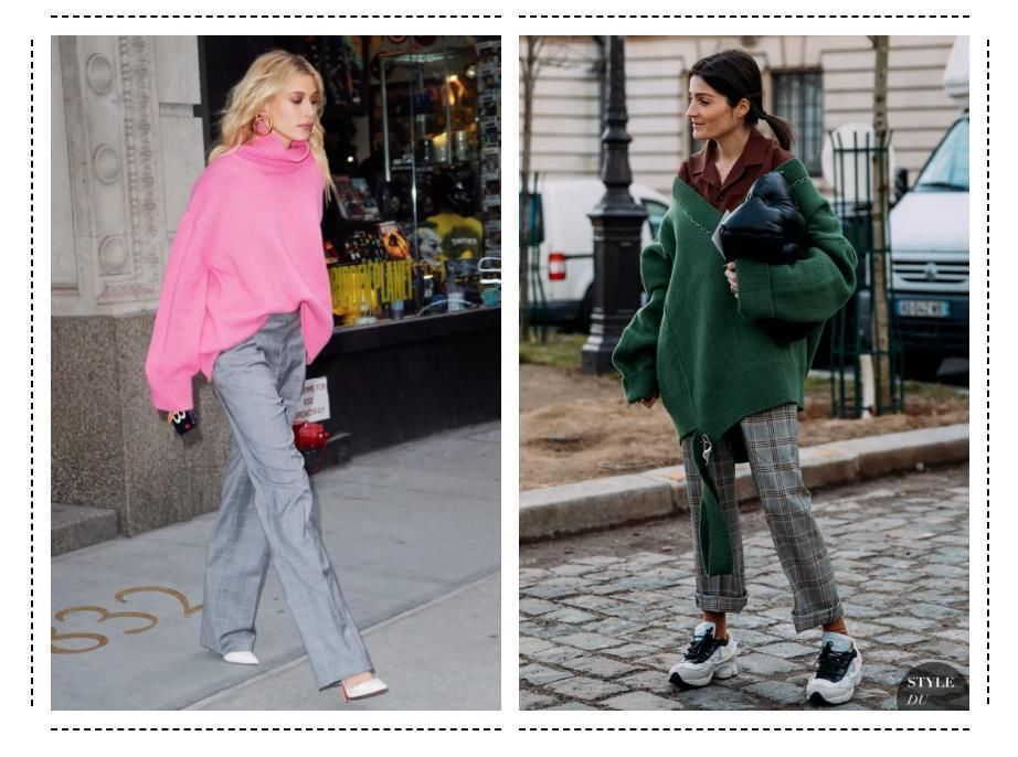 大毛衣+阔腿裤,才是秋冬最慵懒时髦的打开方式