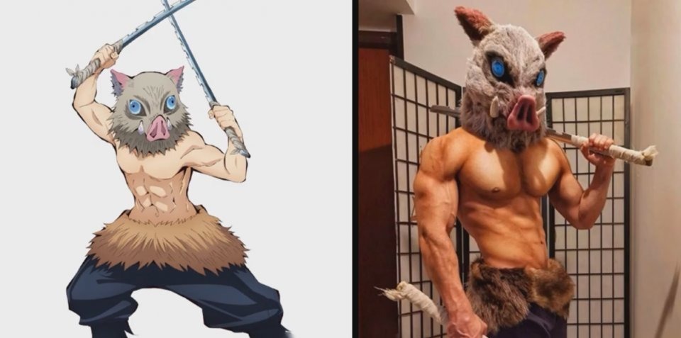 祢豆子|鬼灭之刃COS:祢豆子惹人怜爱,伊之助肌肉感十足,漫迷们裂开了