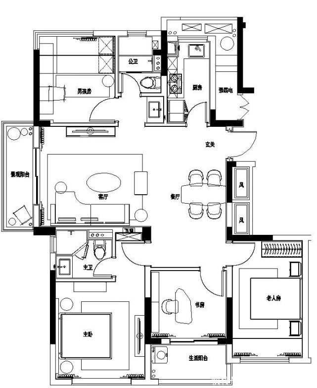 四居室|120平现代风四居室,定制柜子不仅收纳有序还是家中独特的装饰