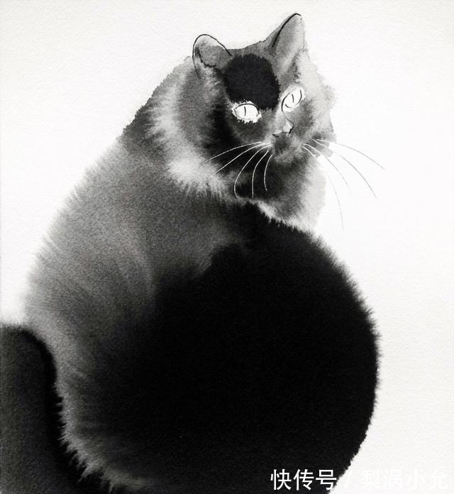 麦穗!水墨是中国传统绘画,老外用它画动物——别说另有一番意境