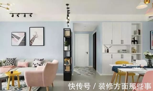 文艺范|北欧风三居室的装修,白色文化石与灰蓝色的组合真好看!