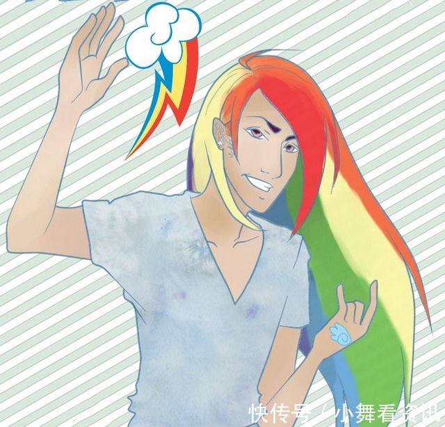 小马宝莉小马国女孩变成男孩子，日漫丑男风格，紫悦成洗剪吹