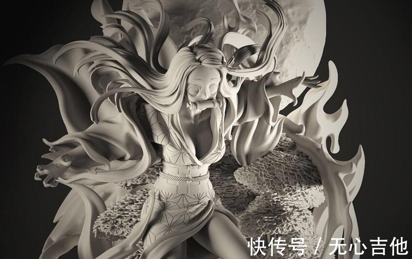 手办|鬼灭之刃2千元祢豆子官方手办,白天看太丑,晚上看很美