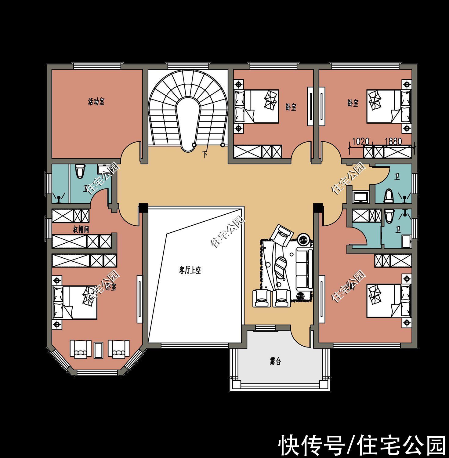 户型|15套挑空客厅户型，专为农村老百姓设计，2021年这样建房面子十足