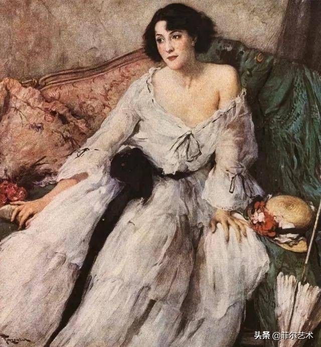 艺术家|艺术家弗尔南·图森特古典油画中的女人，精致高雅，飘逸风流