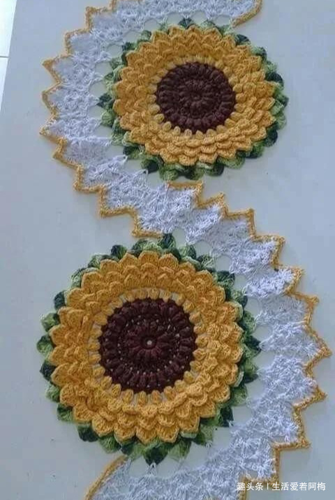 毛线钩针编织向日葵合集，DIY手工编织附图解教程
