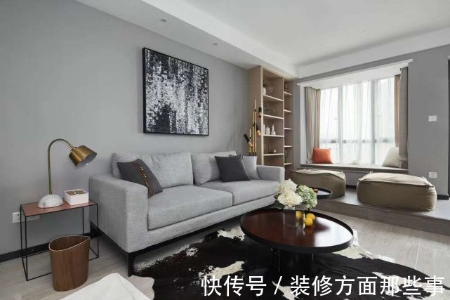 电视柜|时尚干练104平简约风三居室,电视柜与阳台的设计很亮眼!