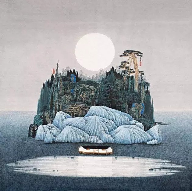 山水画$“江南鬼才”笔下的工笔山水画,色彩丰富,太震撼了!