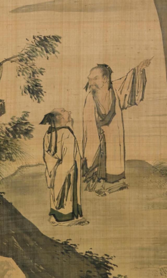 观鹅观瀑|(清)无款:唐伯虎观鹅观瀑双幅