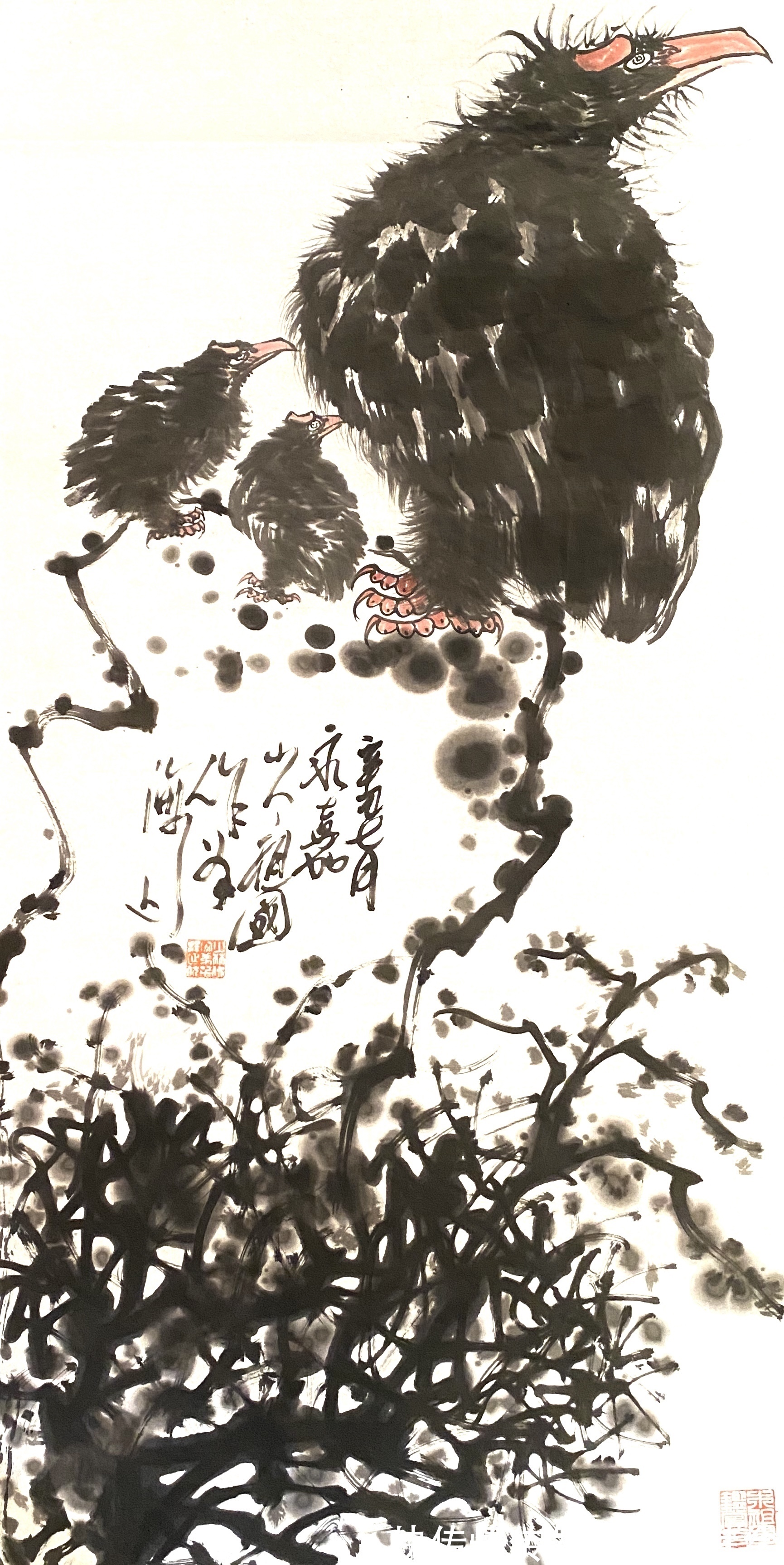 国画家@国画家、画鹰大家、指墨画艺术大师朱祖国鹰石图——备受市场青睐!