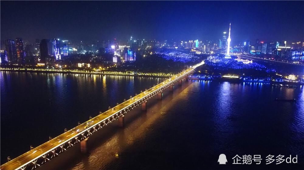 航拍大型实景光影秀|航拍《夜上黄鹤楼》和大桥夜景